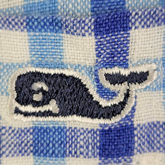 Vineyard Vines Shirt Mens Small Blue Gingham Check Linen Classic Fit Tucker - Picture 4 of 8